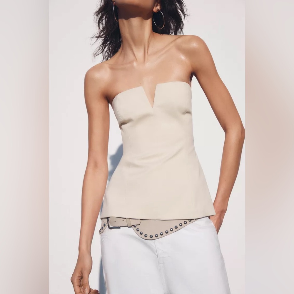 Zara Beige Strapless Bustier Top Size XS BNWOT 🤎✨